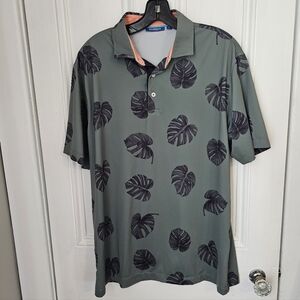 Devereux Proper Threads Mens Medium Performance Polo Golf Monstera Print